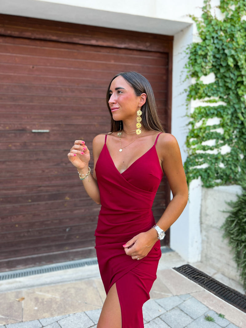 Burgundy midi straps dress