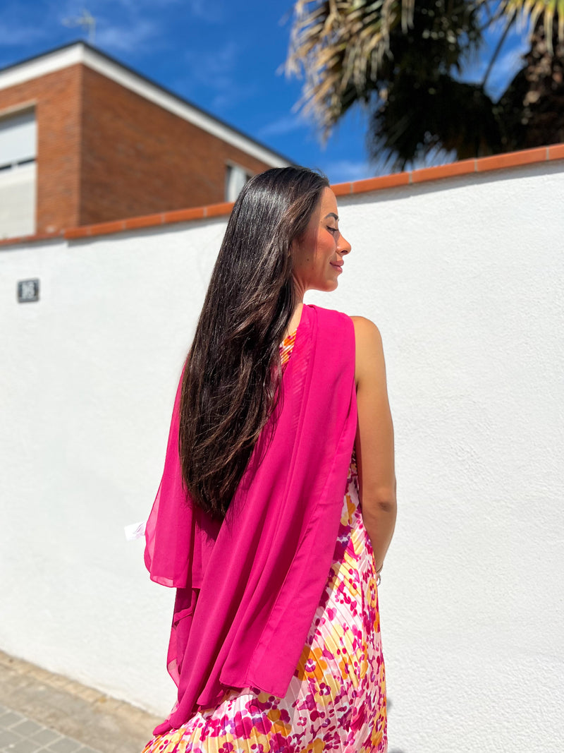 Pink chiffon cape shawl