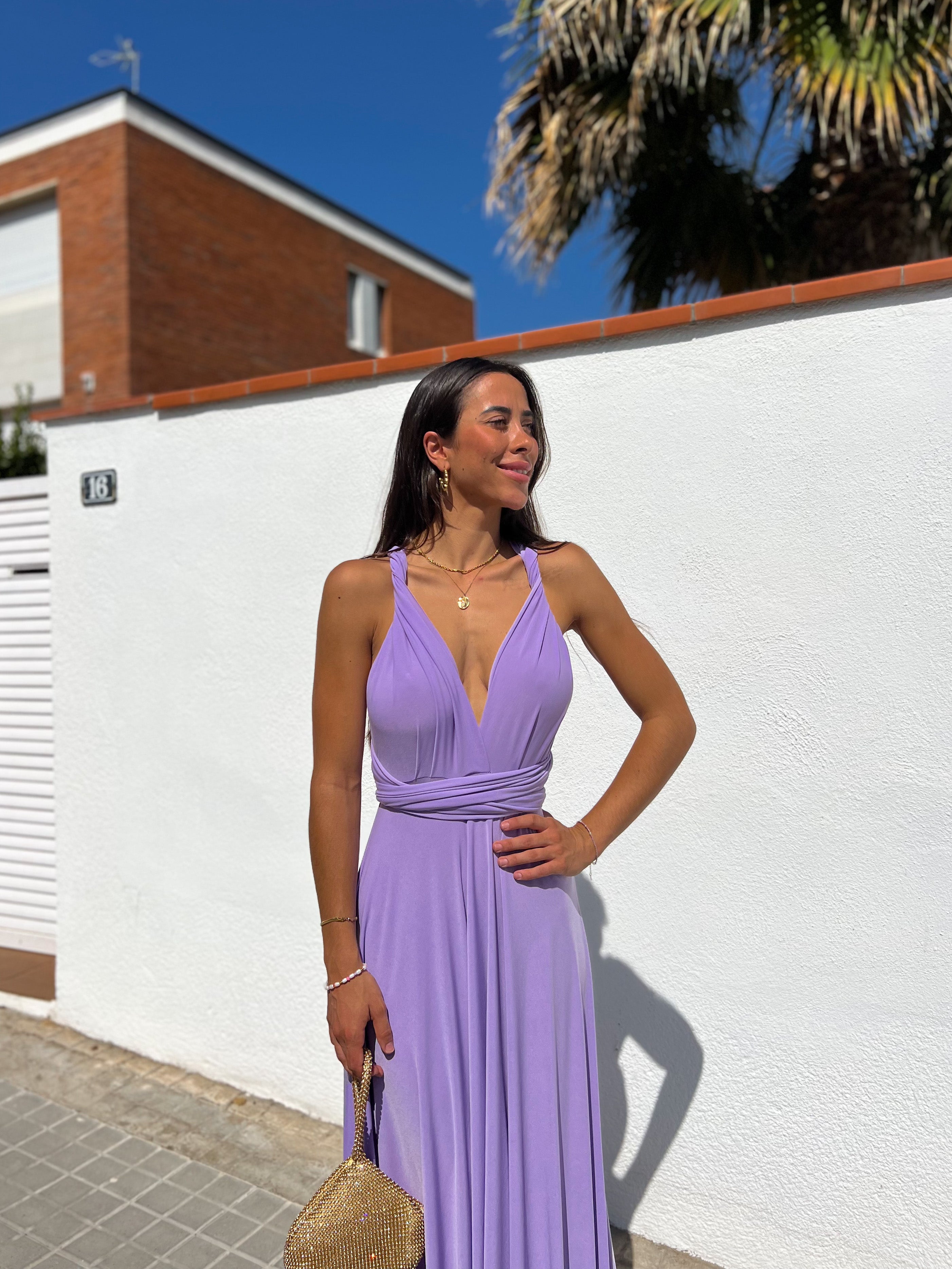 Long multi lilac dress