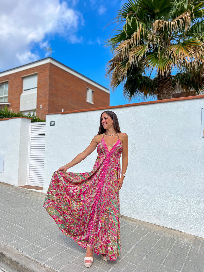 Punch long boho dress