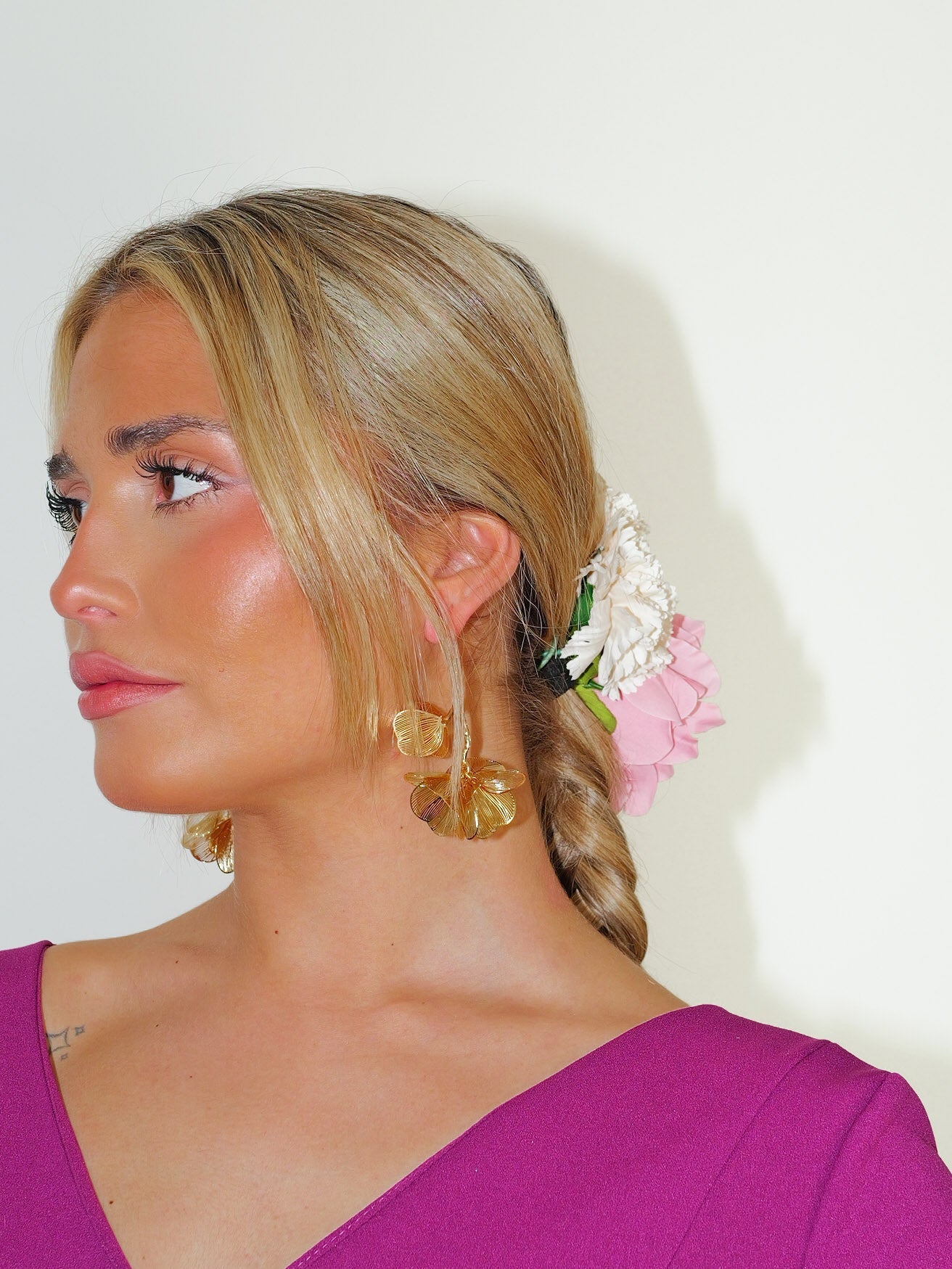 Gold chunky flower earrings - Sorellas The Brand Barcelona S.L
