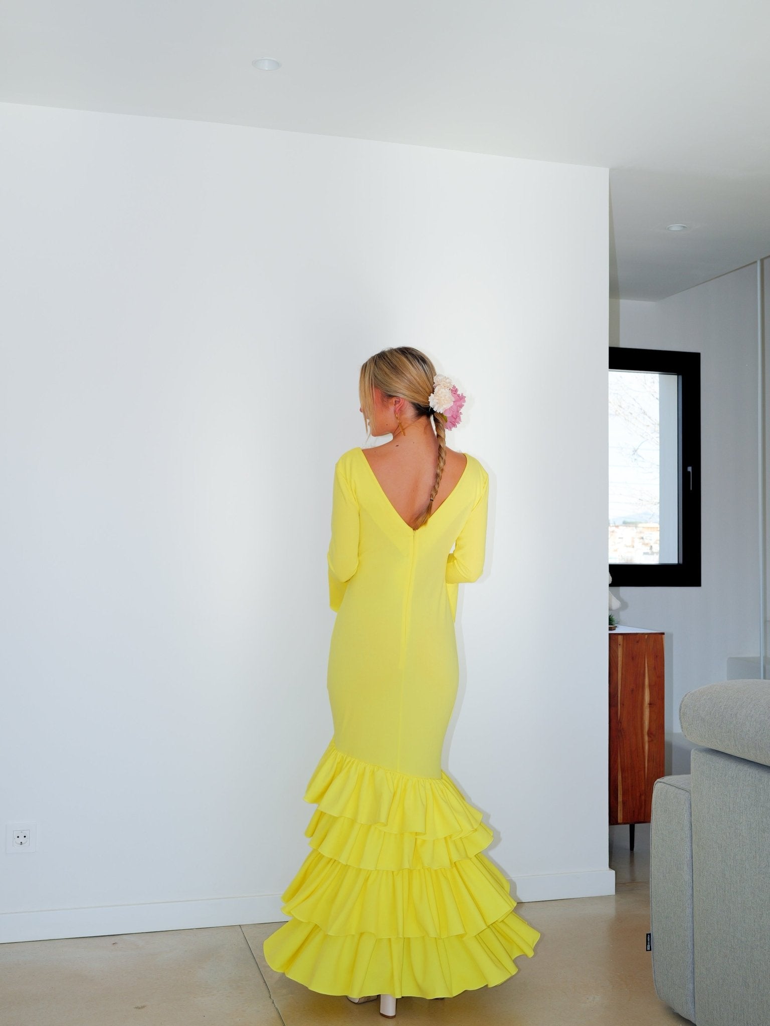 Asymmetrical yellow ruffled flamenco dress - Sorellas The Brand Barcelona S.L