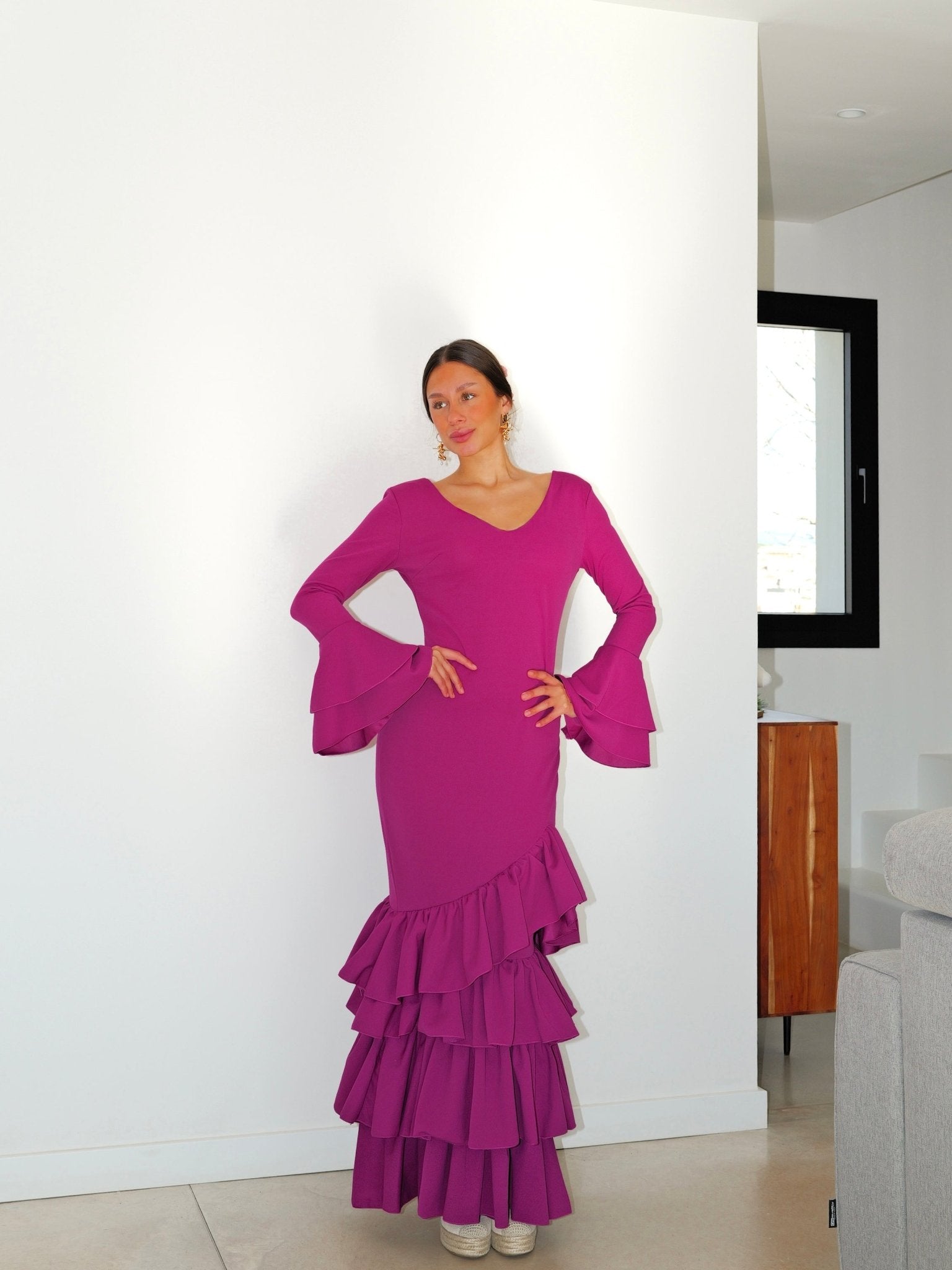 Asymmetrical cherry ruffle flamenco dress - Sorellas The Brand Barcelona S.L.