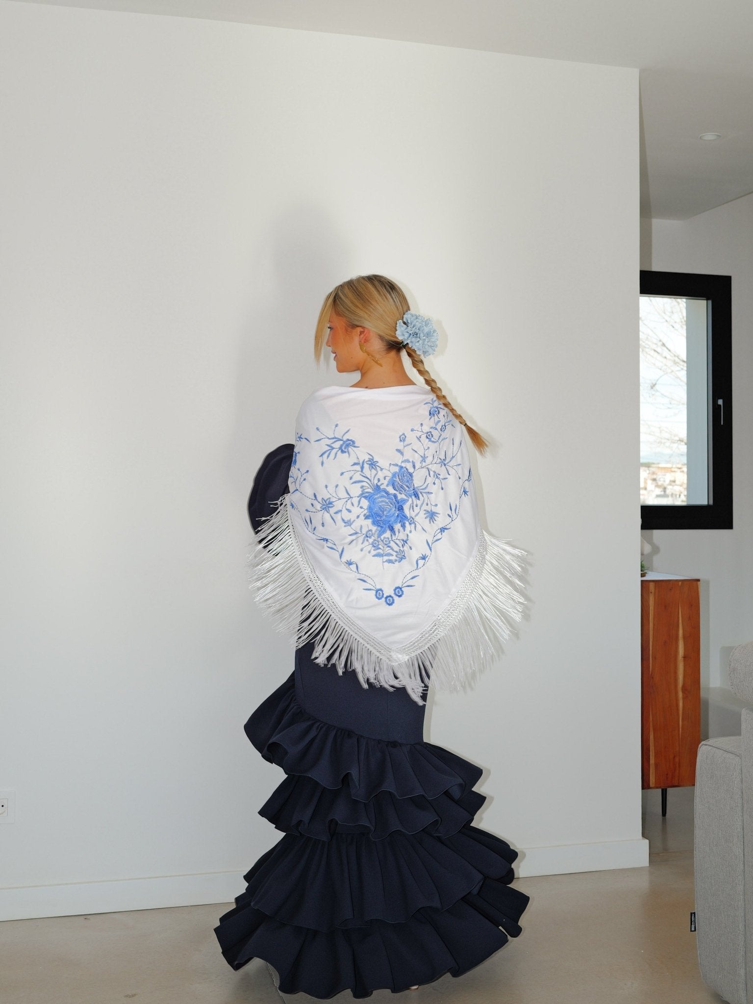 Asymmetrical navy blue flamenco dress with ruffles - Sorellas The Brand Barcelona S.L