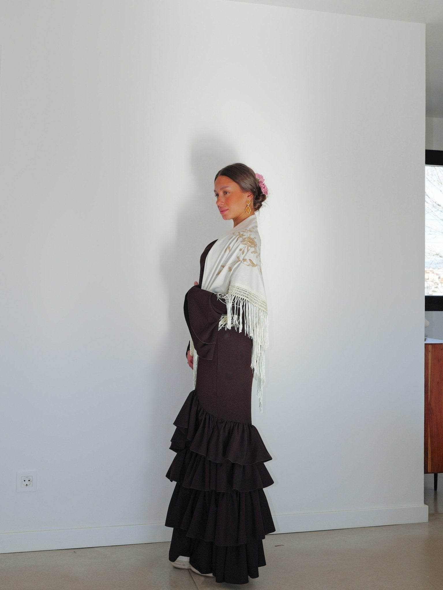 Asymmetrical brown ruffled flamenco dress - Sorellas The Brand Barcelona S.L
