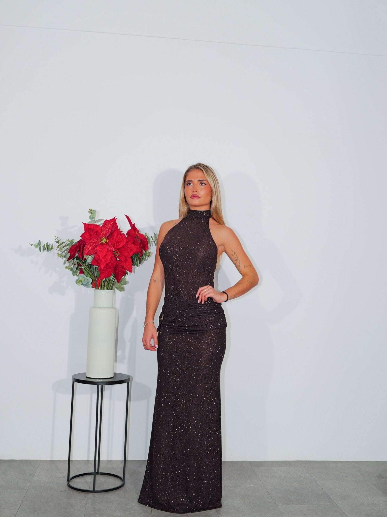 Chocolate lurex dress with hip details - Sorellas The Brand Barcelona S.L.