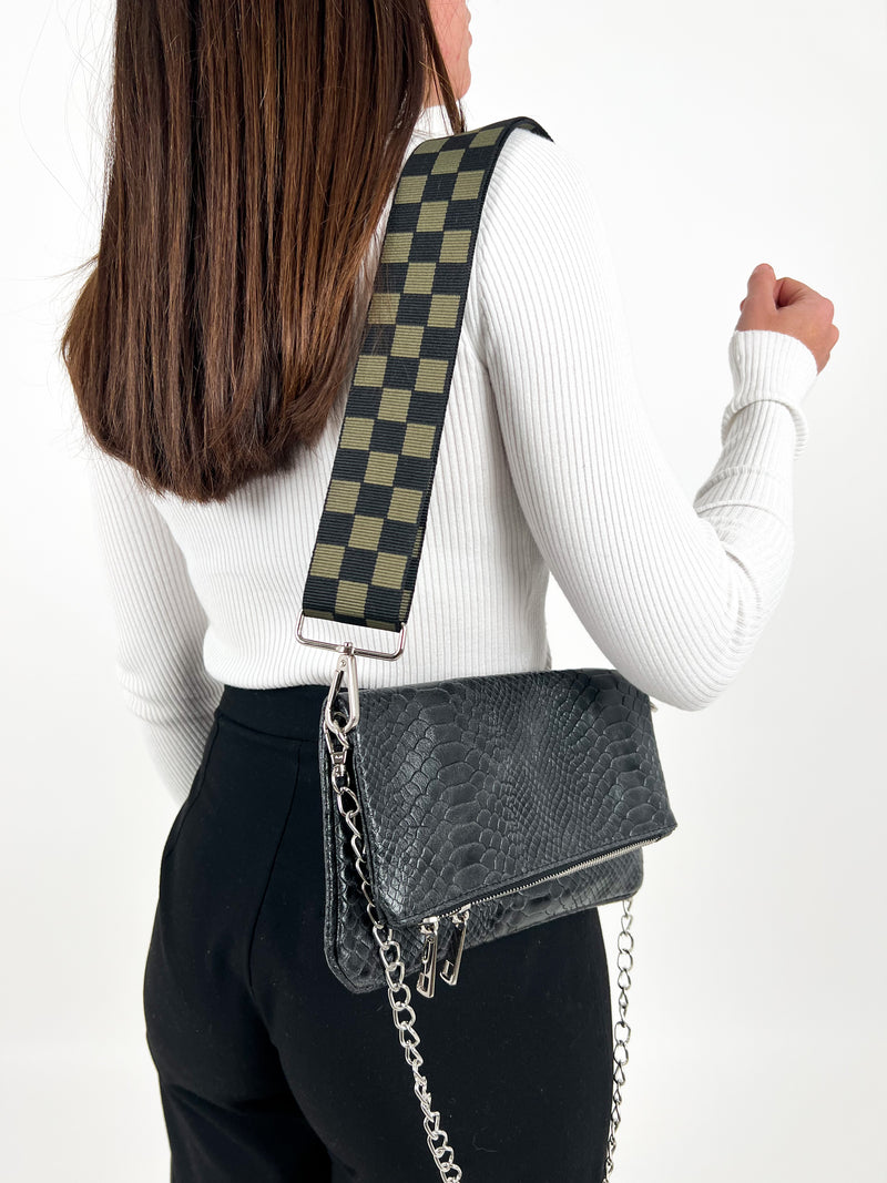 Black coco chain leather bag