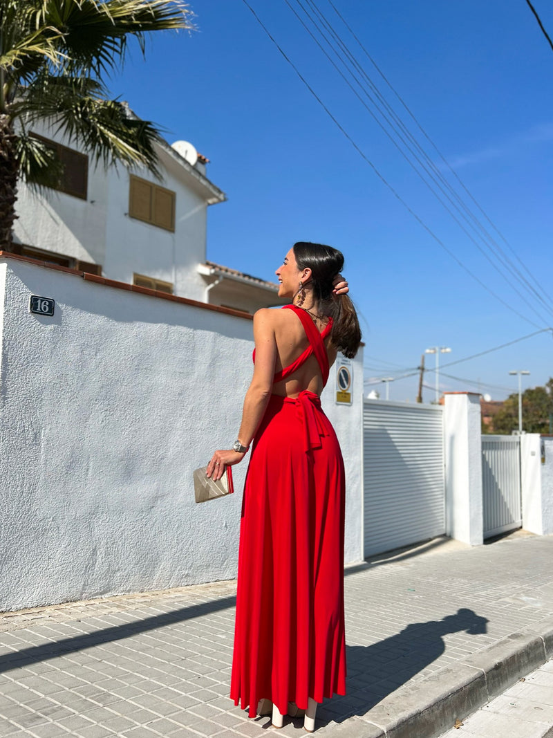 Multi red long dress