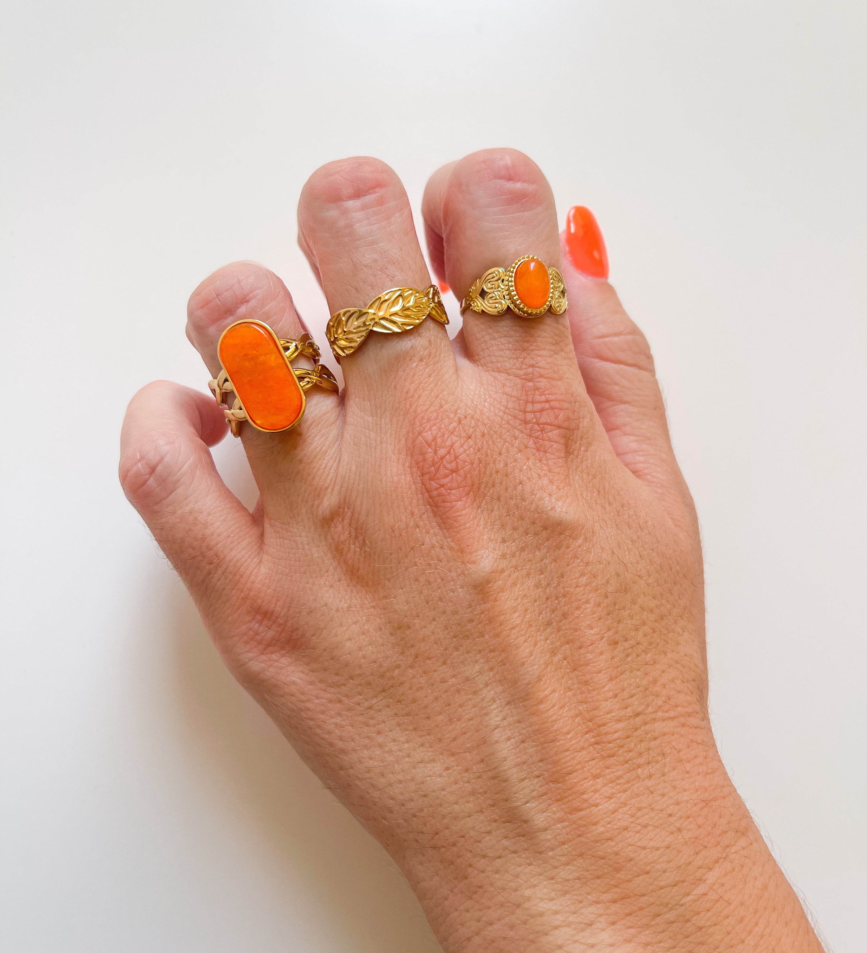 Golden orange stone ring