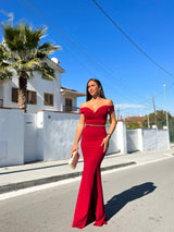 Burgundy mermaid boat dress