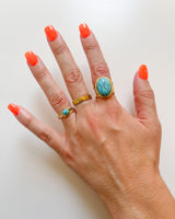 Golden turquoise stone ring