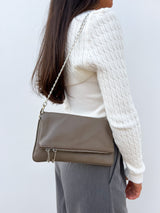 Taupe chain leather bag