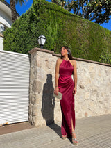 Burgundy halter tube dress