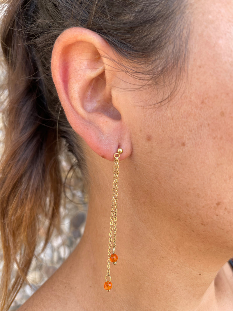 Drop earrings with orange stones