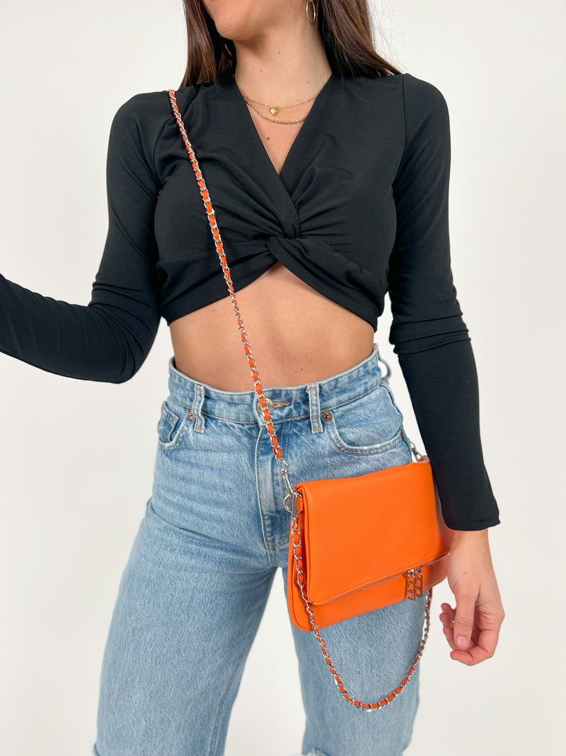 Vegan handbag orange chains