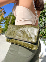 Khaki coco chain leather handbag