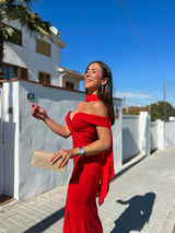 Red mermaid boat dress