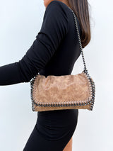 Beige chain midi bag