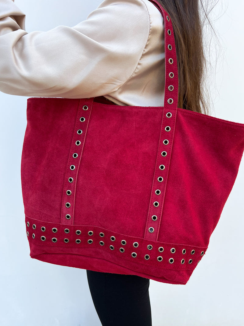 Maxi red studded bag