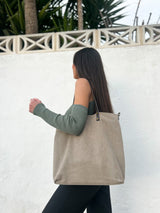 Beige nylon maxi bag