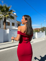 Burgundy mermaid boat dress