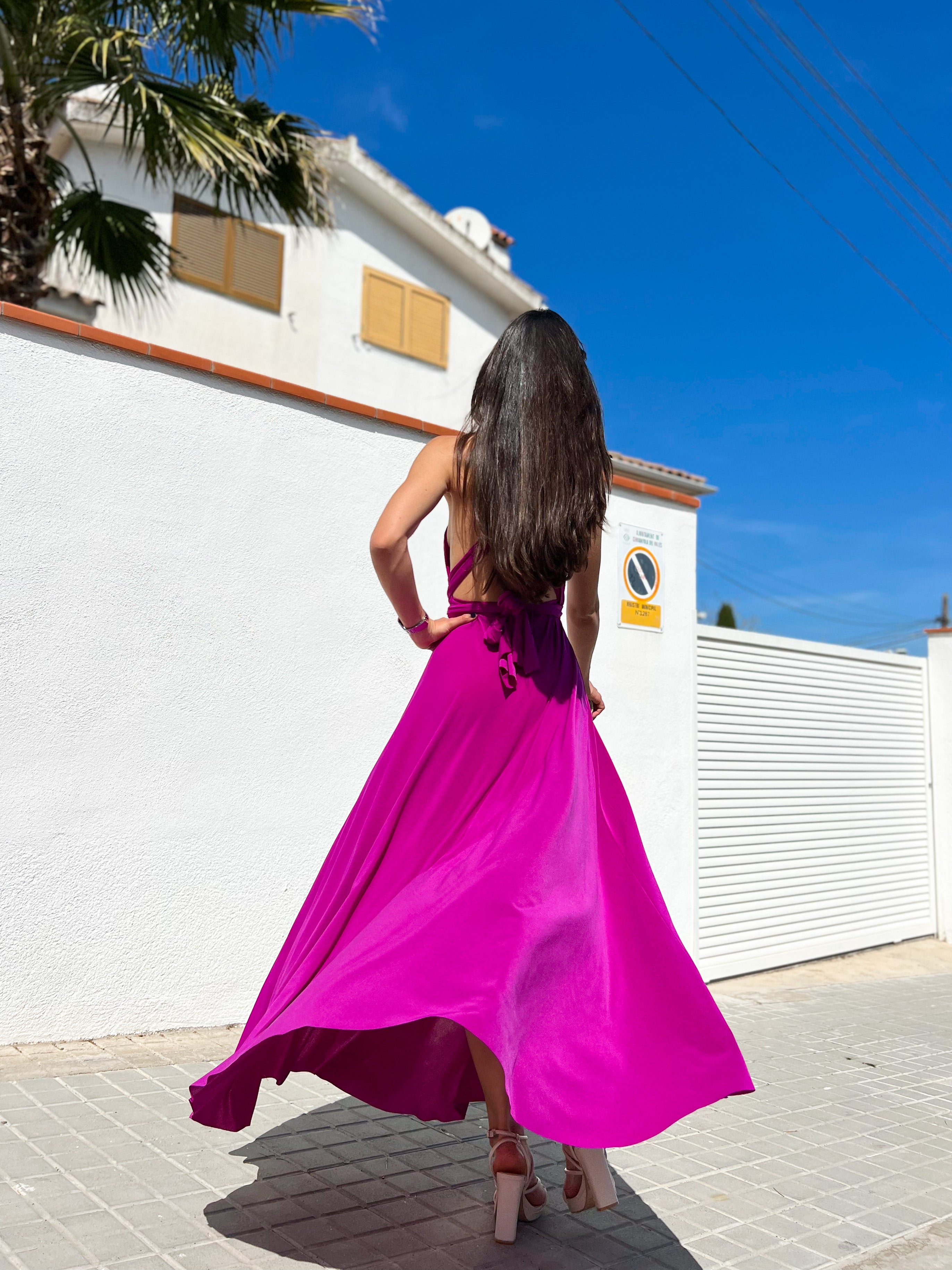 Multi cherry long dress