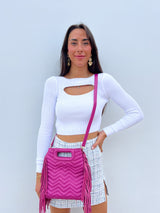 Fuchsia zigzag bangs bag