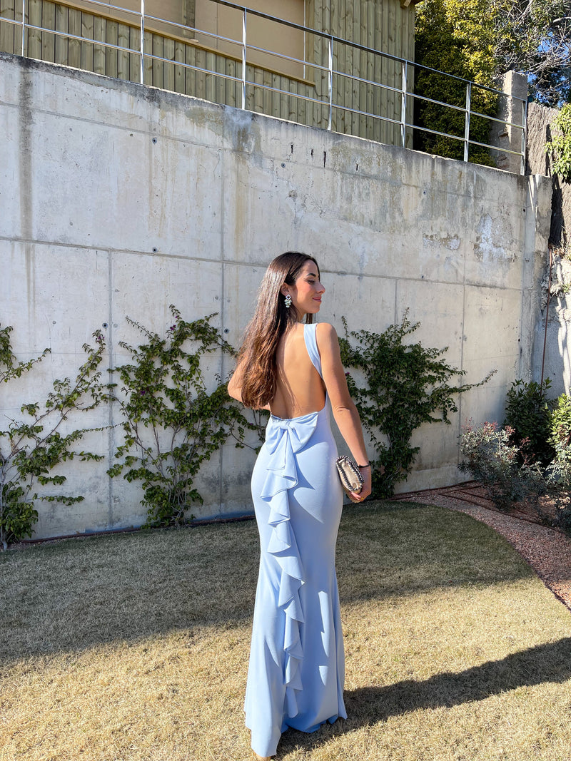 Long blue mermaid dress