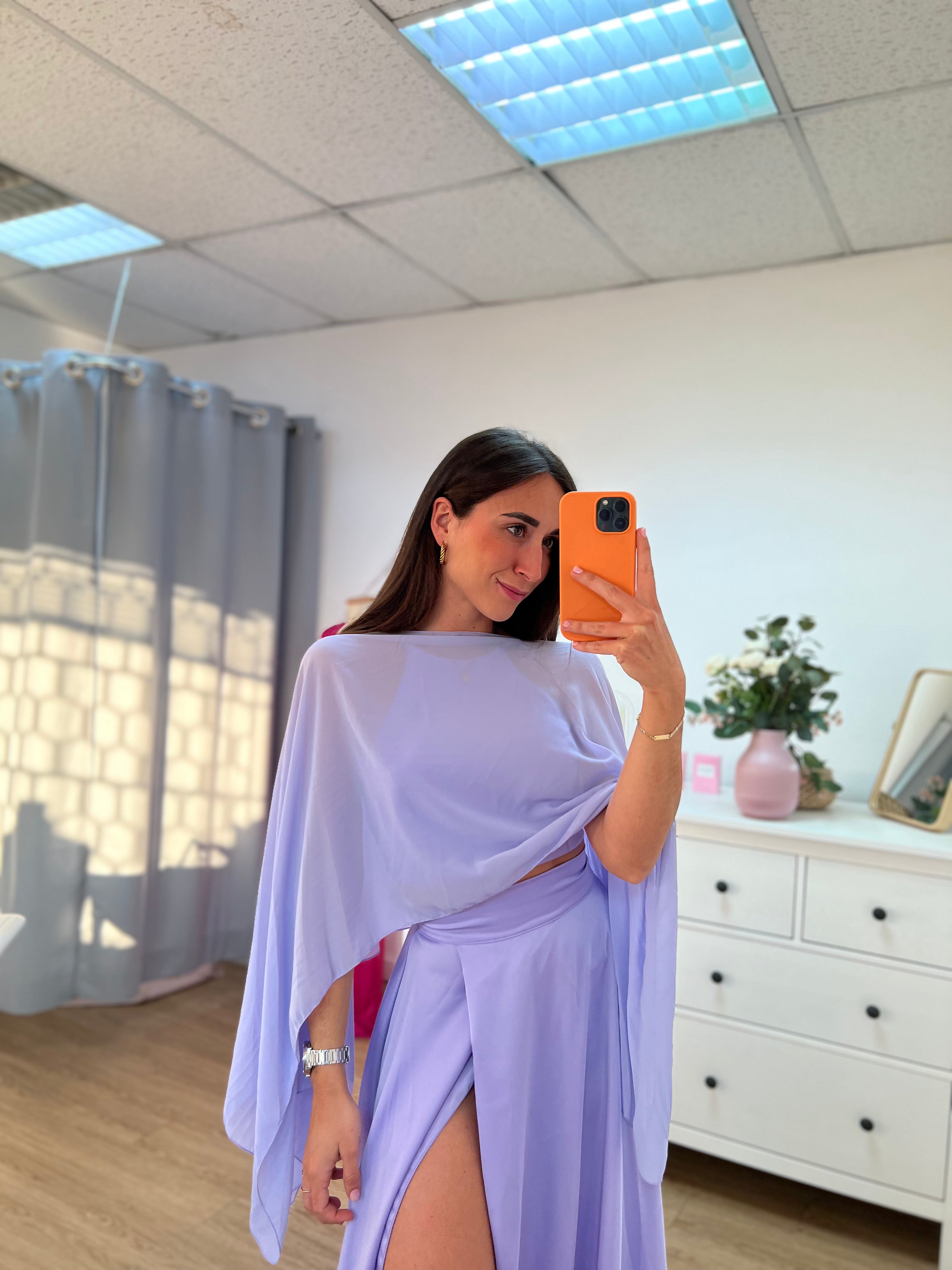 Mauve chiffon cape shawl