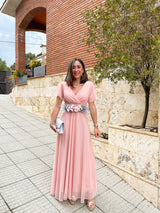 Pink sleeve tulle dress