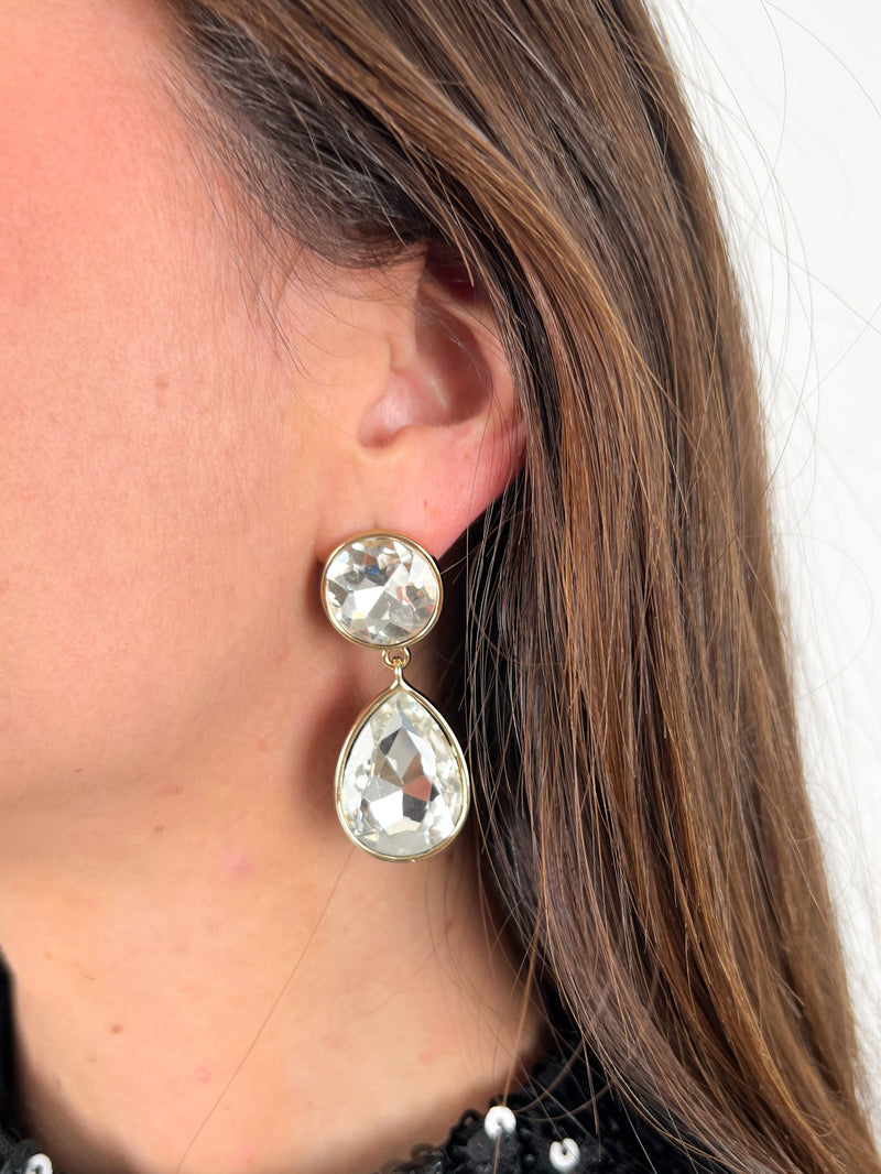 White stone drop earrings