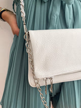 White leather chain bag