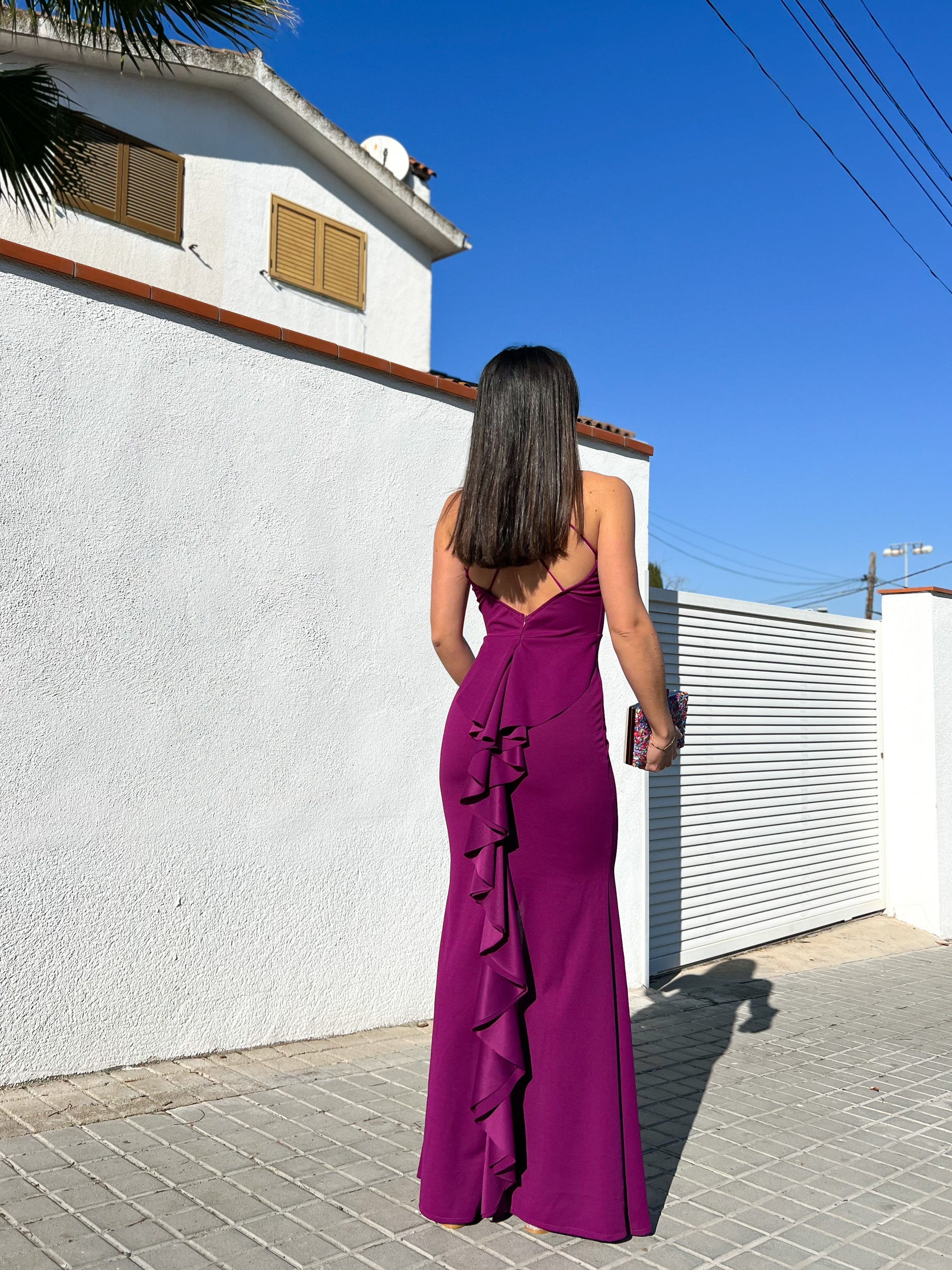 Long dress with yellow tail