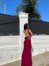 Long mermaid dress burgundy