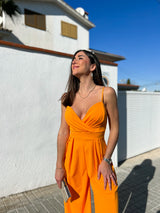 Orange heart crepe jumpsuit