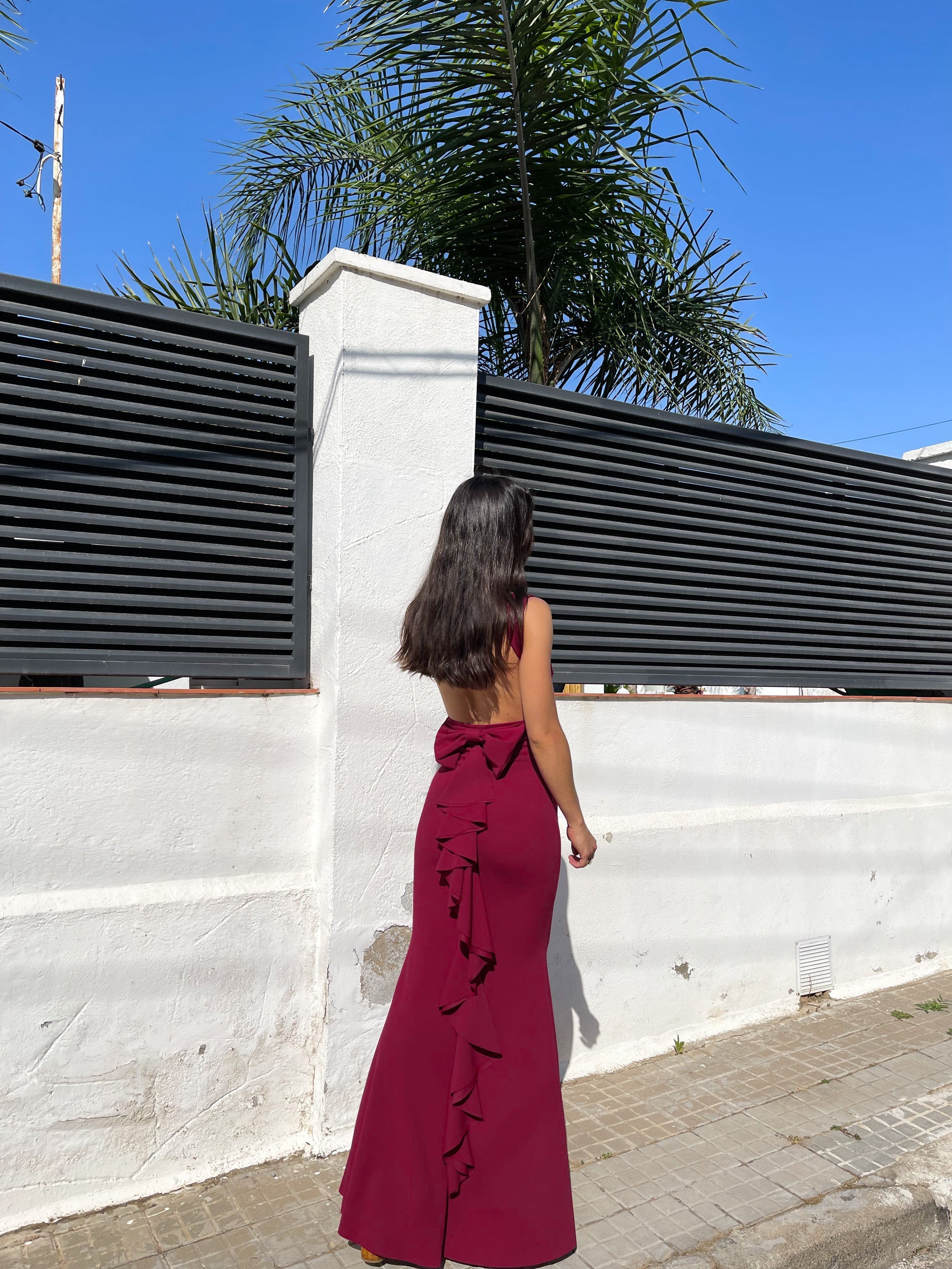 Long mermaid dress burgundy