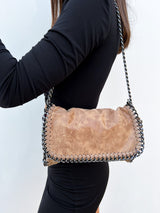 Beige chain midi bag