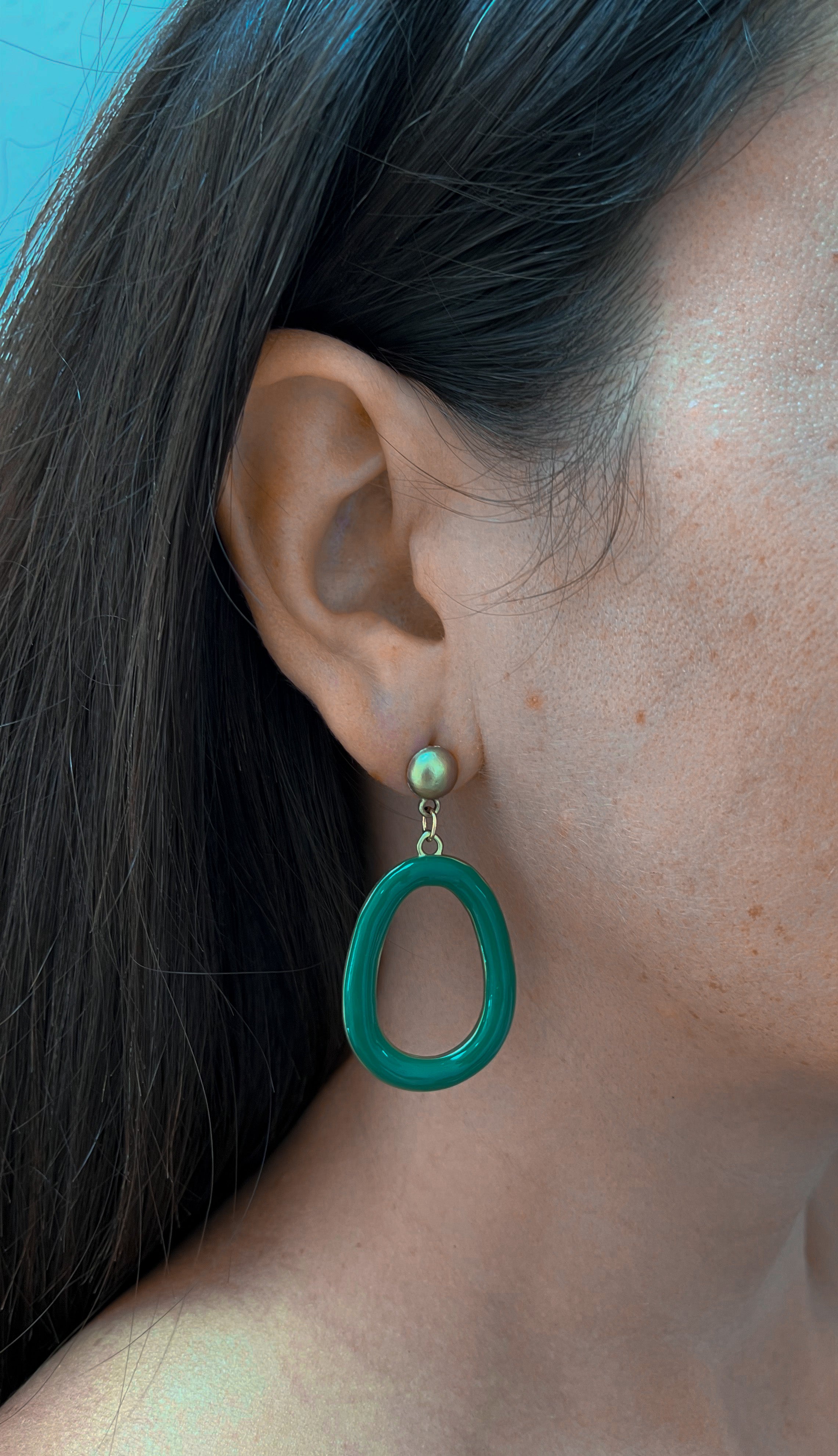 Green stone ring earrings