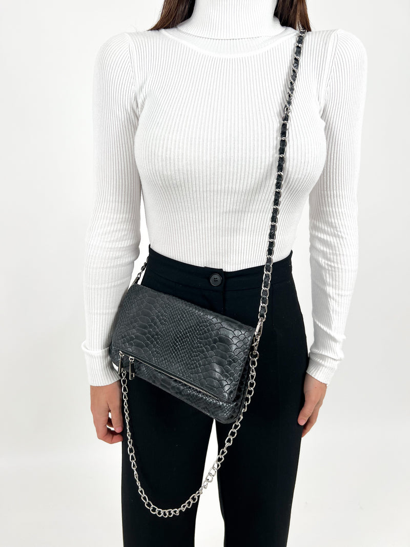 Black coco chain leather bag