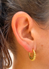 Gold plated half moon intertwined earrings