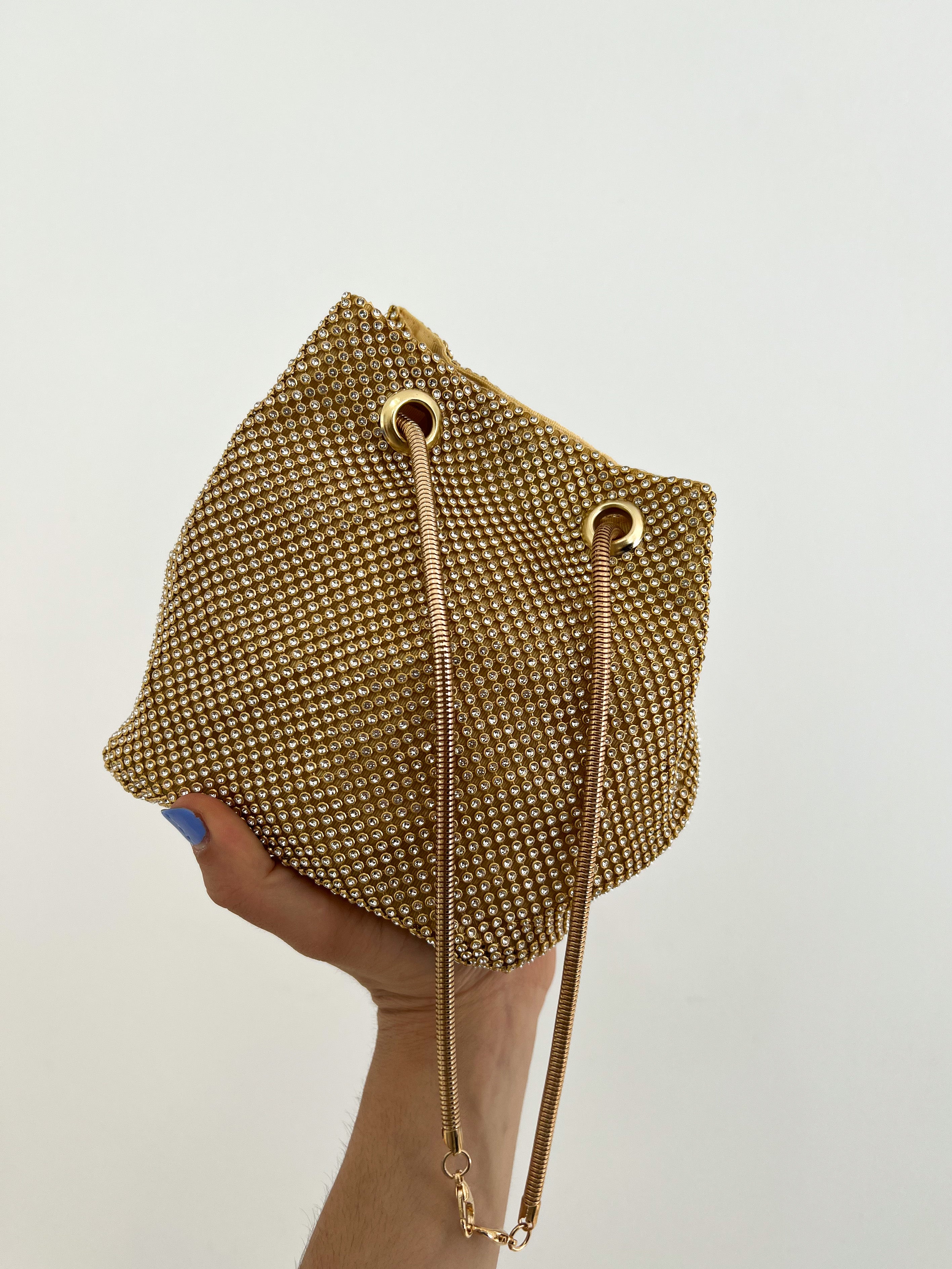 Gold party clutch bag