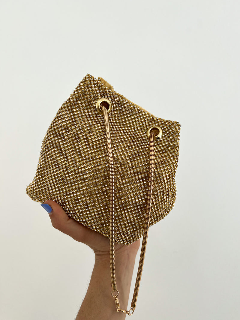 Gold party clutch bag