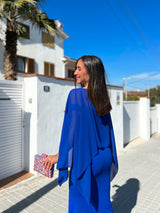 Blue chiffon cape shawl