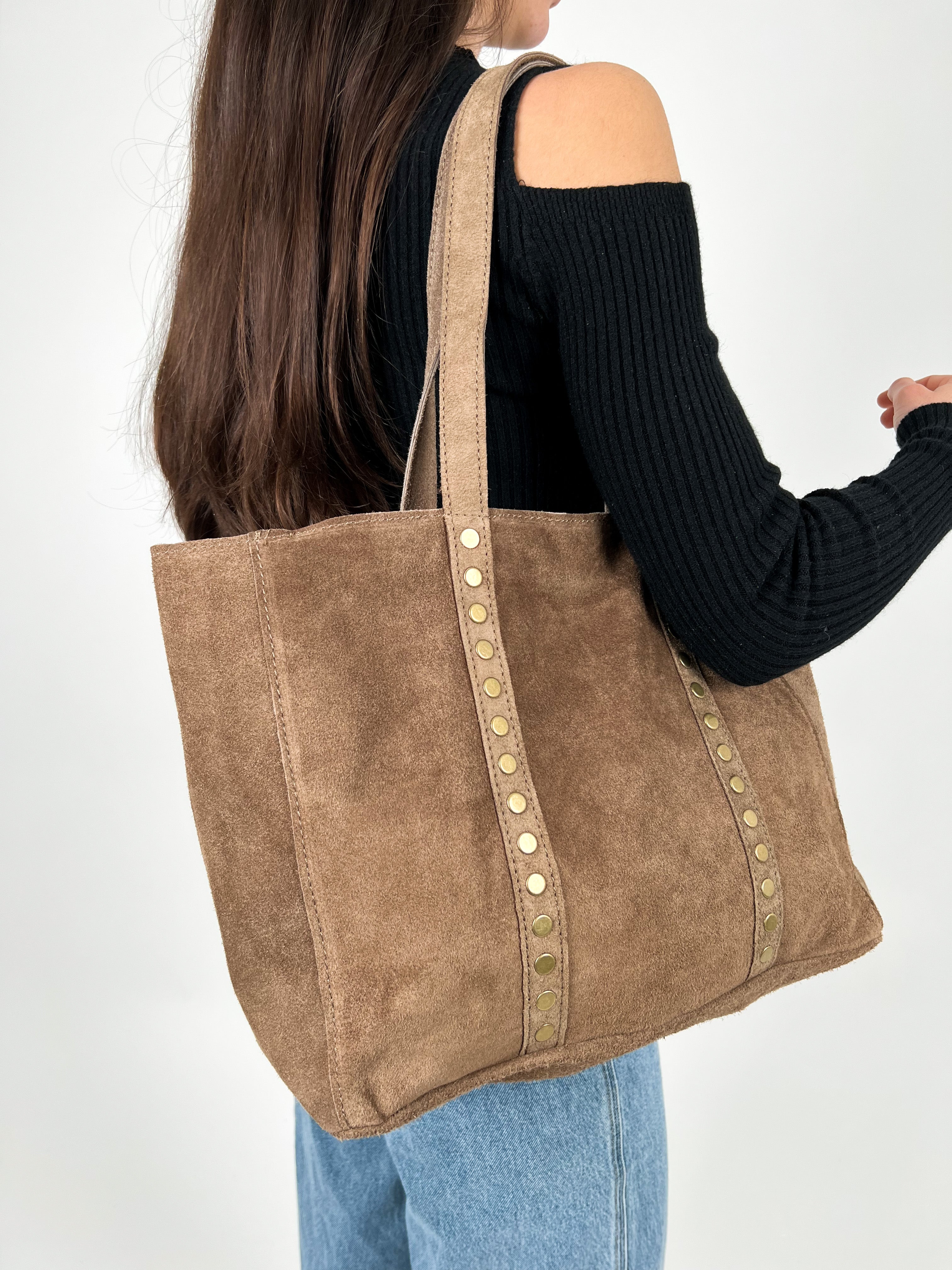 Maxi taupe studded bag