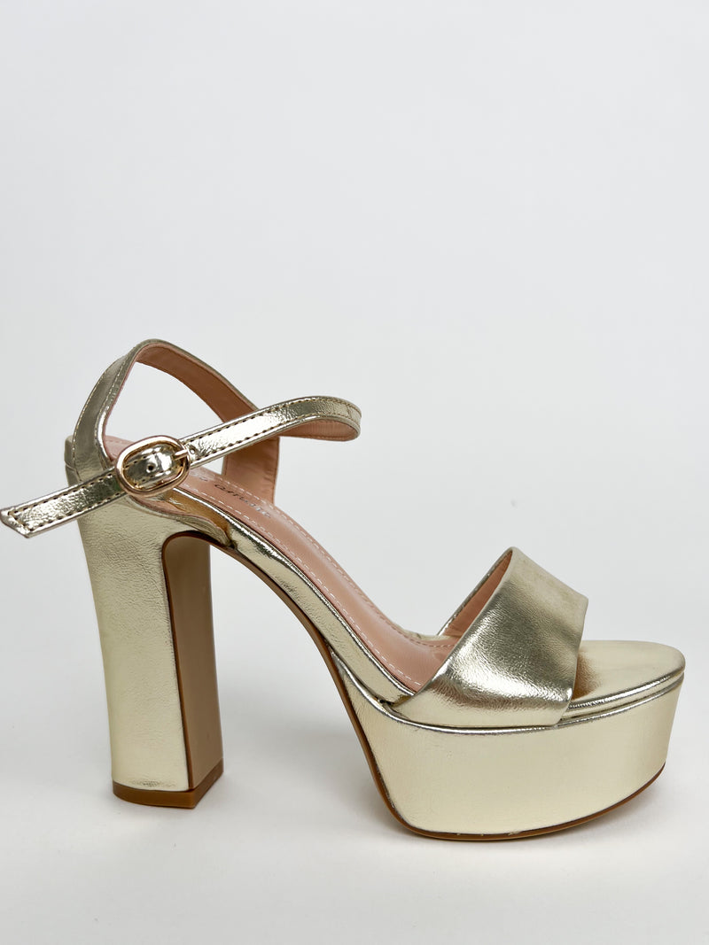 Golden platform sandal