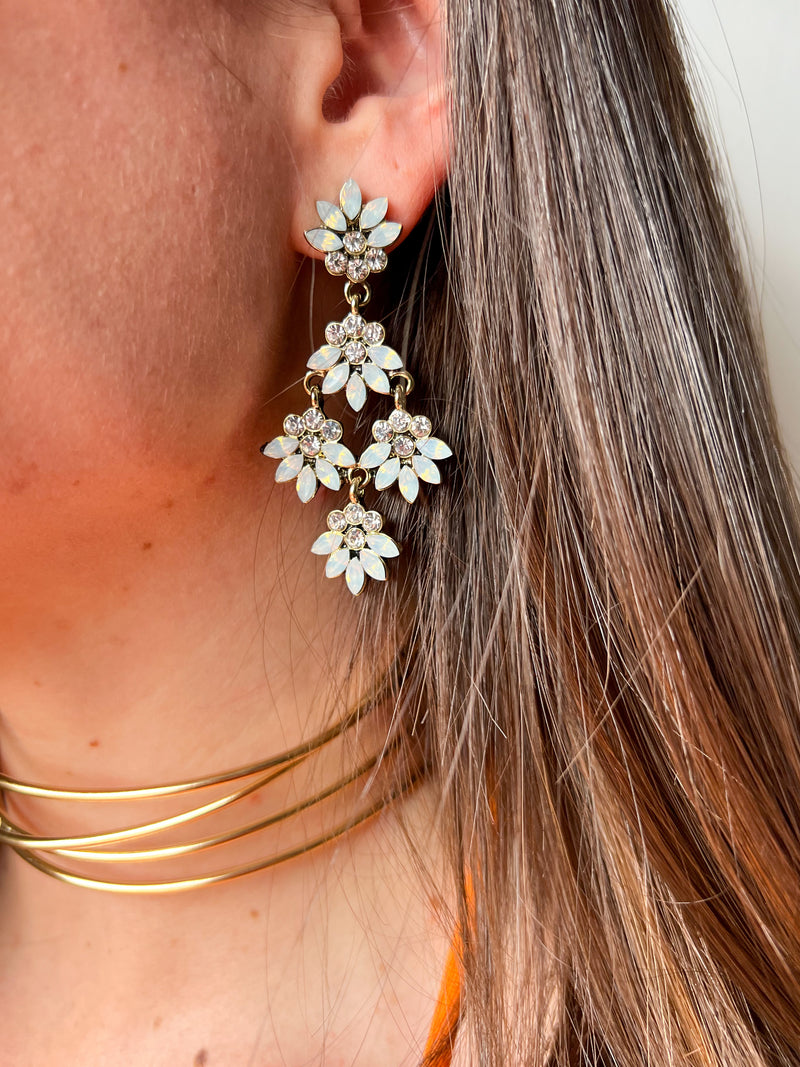 White flowers earrings