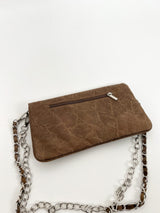 Brown shiny chain leather bag