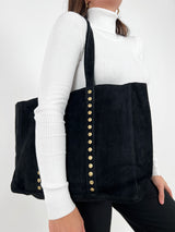 Black maxi studded handbag