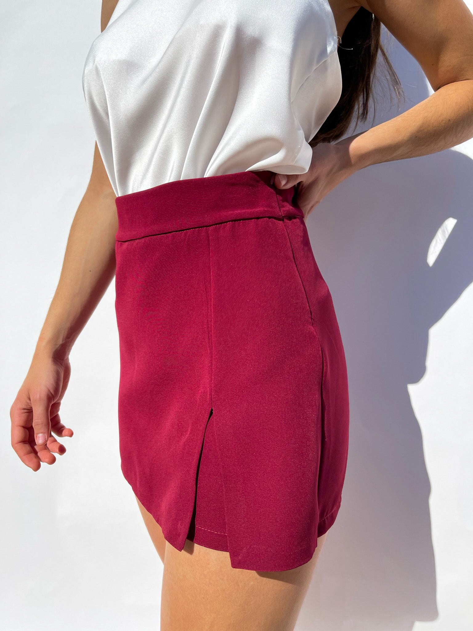 Maroon skirt pants