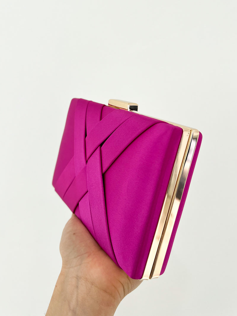 Pink satin clutch